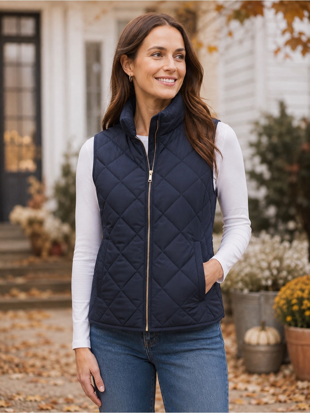 Old Navy Quilted Navy Sleeveless Puffer Vest